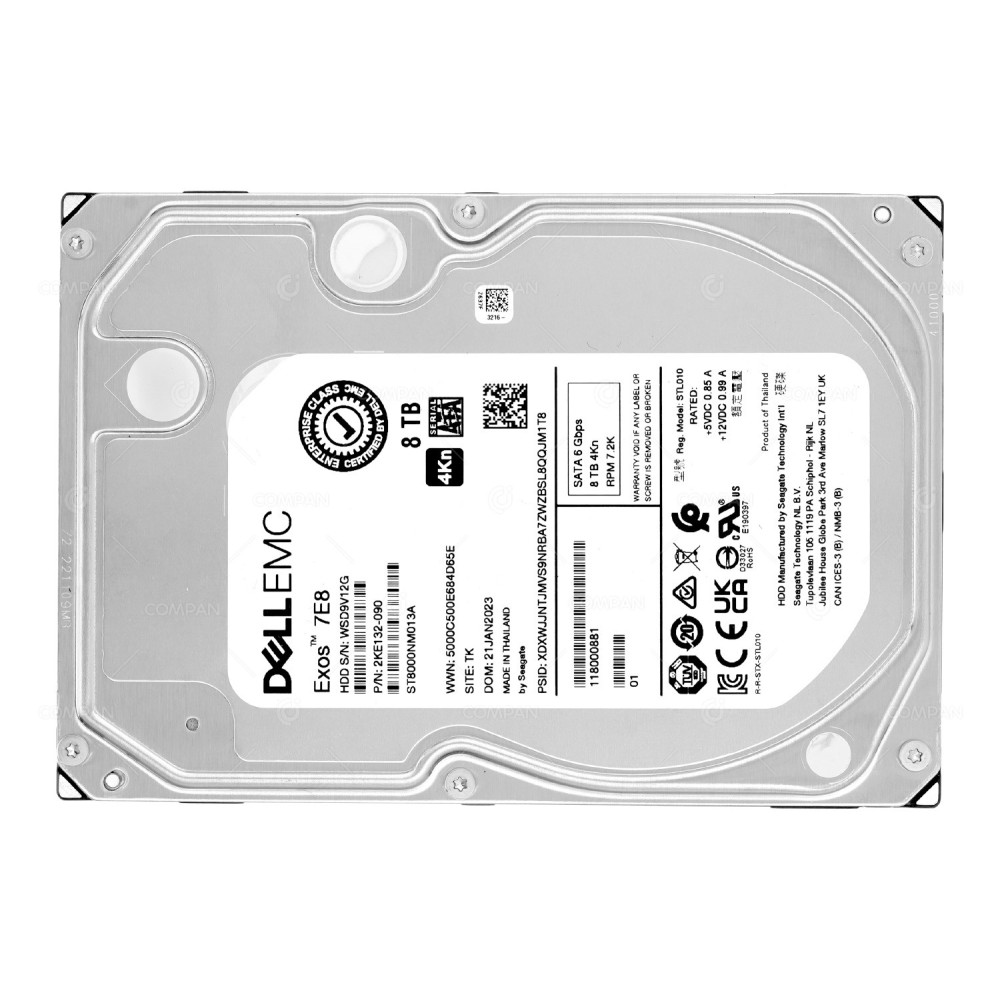 ST8000NM013A SEAGATE EXOS HARD DRIVE 8TB 7.2K 6G SATA 256MB CACHE 3.5 LFF 2KE132-090